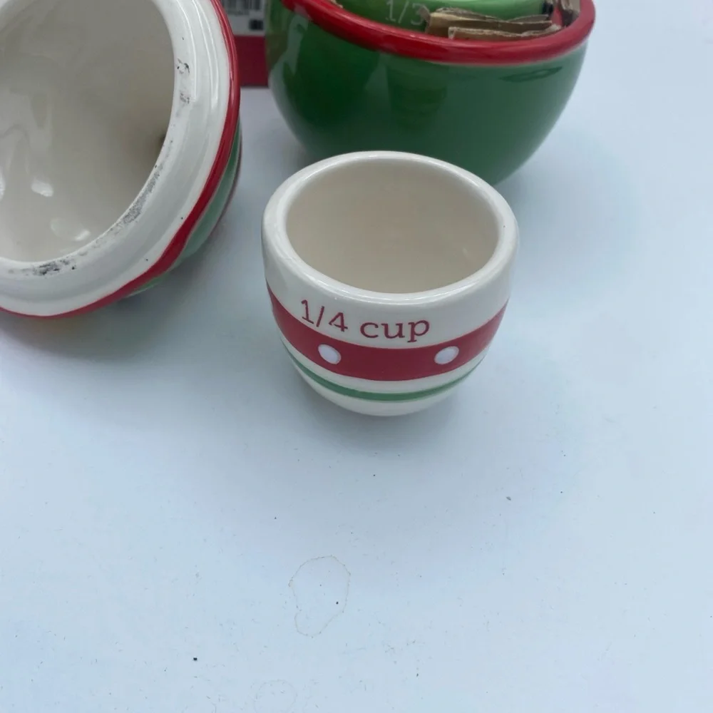 Pier 1 Imports Holiday Owl Nesting Measuring Cup set Handpainted New Open Box